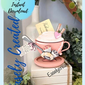 Muttertag Teetasse Digitale Datei - Mama Geschenk Kartenhalter - Teetasse Ornament SVG Zeichen - Teetasse Tiered Tablett Glowforge Laser bereit SVG