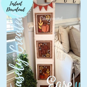 Large 42&quot;  Interchangeable Ladder Hello Fall Pumpkin  Seasonal  Sign SVG Home Sweet Home  Holiday  cutout Glowforge SVG  Porch Sign
