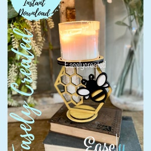 Holiday Spring Honey Bumble Bee Candle Holder Plant Stand  Sign SVG  Glowforge SVG  Table Setting Display