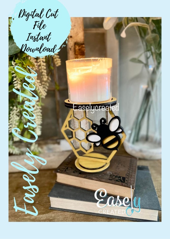 Holiday Spring Honey Bumble Bee Candle Holder Plant Stand Sign SVG