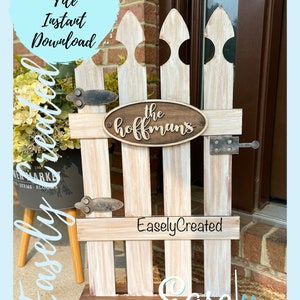 Picket Fence Large Porch Sign Interchangeable Personalized Porch Sign SVG  Holiday Seasonal Glowforge SVG  Porch Sign