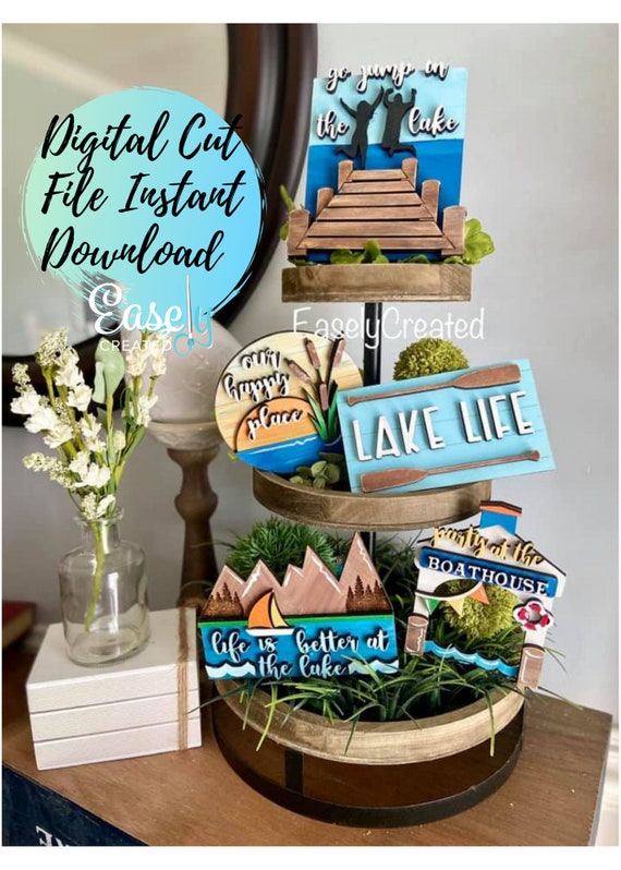 Lake House Tiered Tray Digital Download File Boathouse Tiered Tray