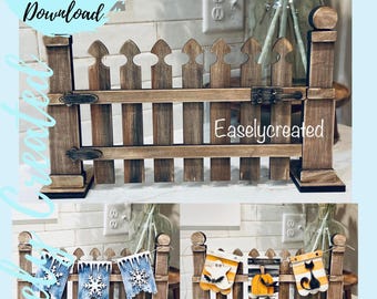 Fence Banner Sign Holder for Interchangeable Mini Banners - Glowforge Laser Ready File SVG Home changeable Season Holiday