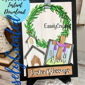 Easter Interchangeable Add-On Sign SVG - Seasonal Interchangeable Easter Tired Tray SVG Glowforge SVG He is Risen Sign Home Interchangeable