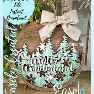 Half Circle Insert for Interchangeable Door Hanger &quot;Winter wonderland&quot; Door Hanger Backer Sign SVG  Holiday  Glowforge SVG  Porch Sign
