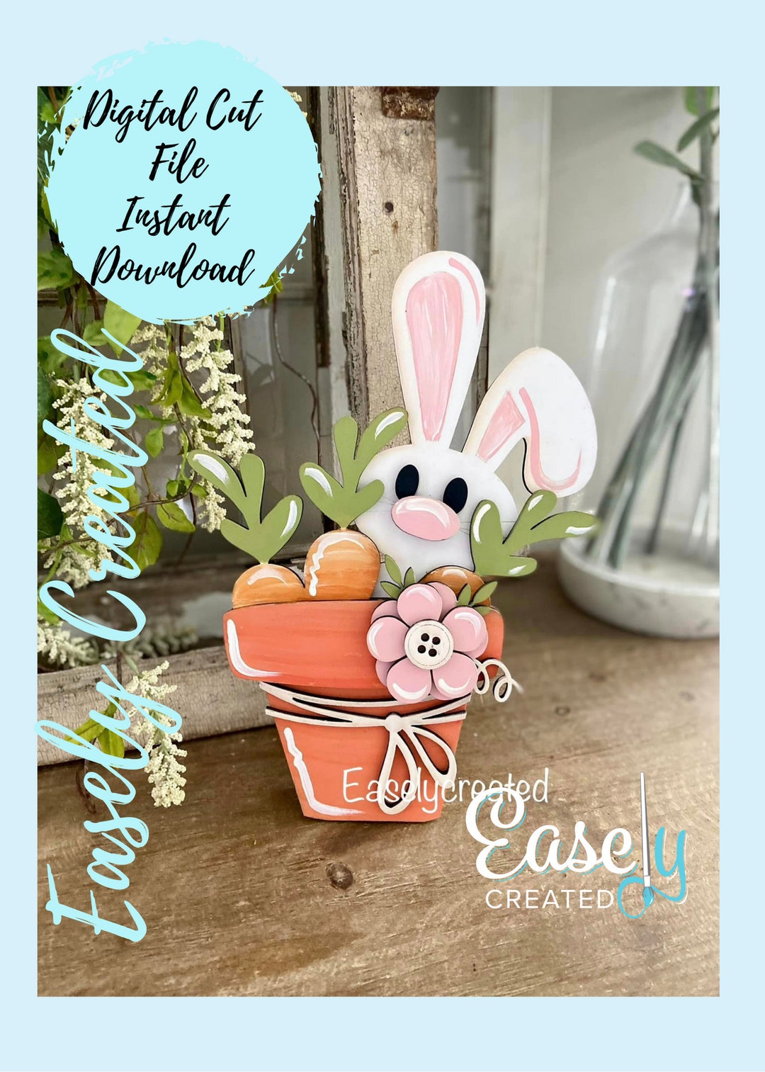 Shelf Sitters Spring Easter Bunny Sign Glowforge Laser Ready SVG ...