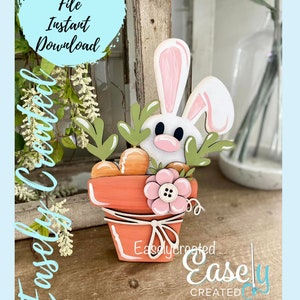 Shelf Sitters Spring Easter Bunny Sign Glowforge Laser Ready SVG Digital Download