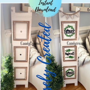 LADDER Large 42&quot;  Interchangeable Ladder Seasonal  Sign svg Home Sweet Home Display Easel Holiday  cutout Glowforge  Home Interchangeable