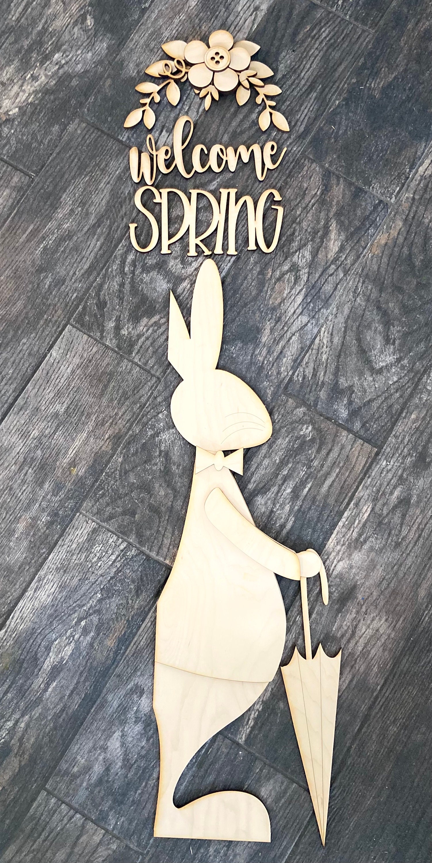 4ft Porch Leaner Hello Spring Bunny Flower Sign Door Porch Easter ...