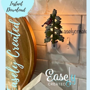 Winter Tree Cardinal Christmas Night Light Attachment SVG  Holiday  Glowforge SVG  Nite Lite Interchangeable Seasonal Sign