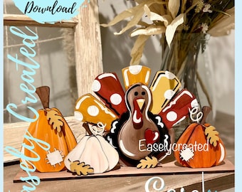 Truthahn Kürbis Trio Kantensitzer Geben Dank Erntedank Herbst Digitaler Download - Zeichen Glowforge Laser SVG