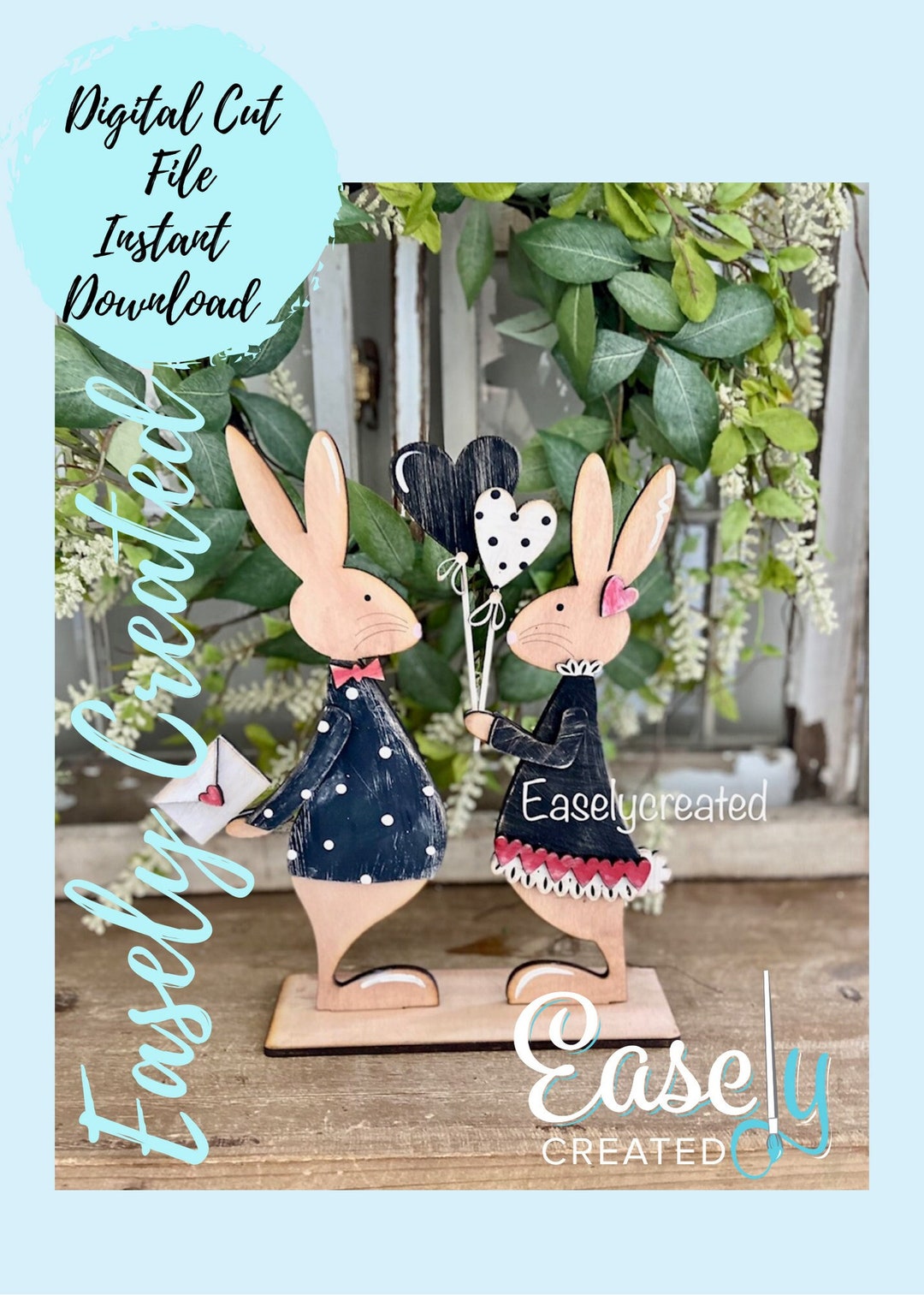 Shelf Sitters Spring Valentine Bunny Sign Glowforge Laser Ready SVG ...