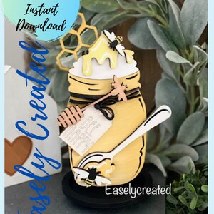 Honey Bee Mason Jar Tiered Tray Decor SVG File - Bumble Bee Gift Card Holder -  SVG sign -Coffee Bar Decor  Glowforge Laser Ready SVG