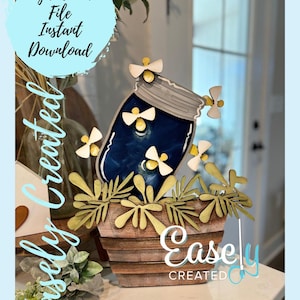 "Korb-Pflanzer ""Faux Greenery"" austauschbarer Shelf Sitter saisonaler Einsatz ""Firefly"" Einsätze Sofortiger Download SVG Glowforge Laser bereit Datei."