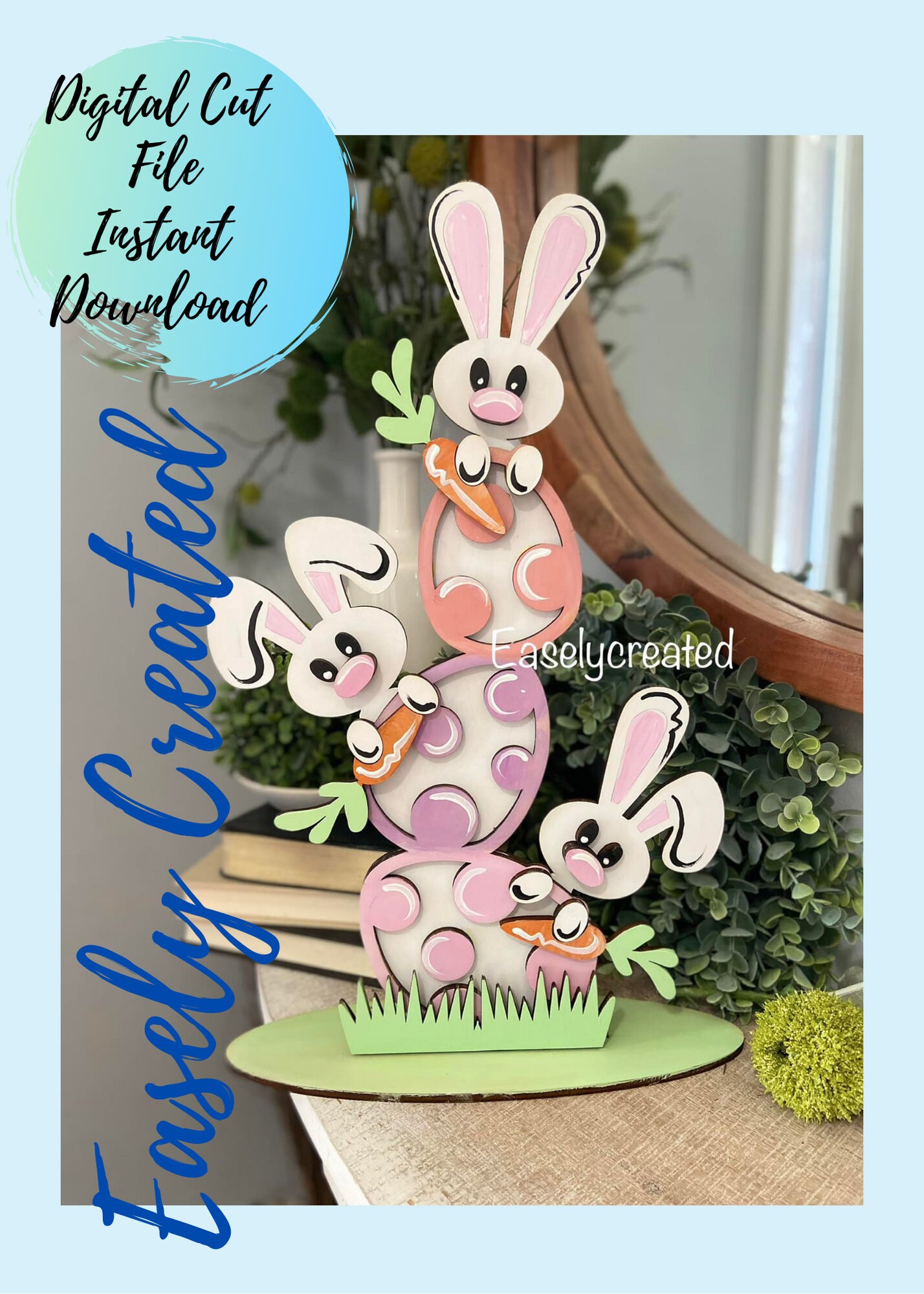Easter SVG File Stacked Egg Sign- Carrot Patch Sign SVG - Bunny Shelf ...