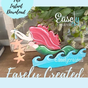 Kids DIY Mermaid Shelf Sitter Shelf Sign Kit SVG  Digital File -Kids DIY Project - kids  glowforge Laser Ready File