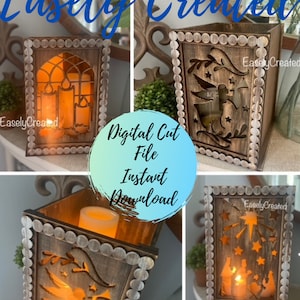 Christmas Seasonal Interchangeable Sign SVG File Christmas Lantern Decoration- All Seasons Interchangeable  Sign SVG Laser Cut Porch Lantern