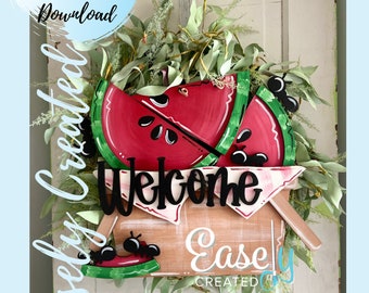 Watermelon Sweet Summertime Door Hanger Porch Sign SVG File Holiday ...