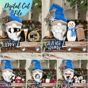 Interchangeable Seasonal Shelf Sitter Gnome - Winter Christmas Gnome SVG Glowforge Laser Ready File Holiday Gnome