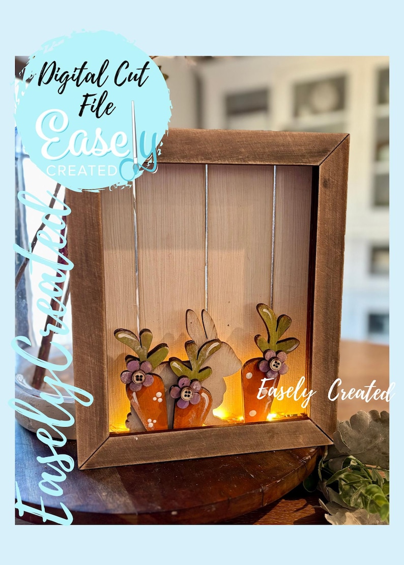 Shadow Box© Display Sign Insert for "spring Easter Bunny Carrots ...