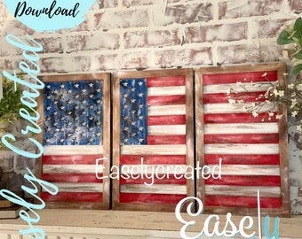 Bandera americana vintage con estrellas y rayas rústicas, señal meteorológica de EE. UU., roja, blanca y azul, señal de temporada SVG de Glowforge