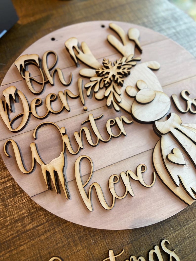 Oh Deer Winter is Here Reindeer Door Hanger Sign SVG Holiday Christmas ...