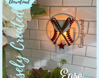 Baseball Softball  Night Light Attachment SVG  Holiday  Glowforge SVG  Nite Lite Interchangeable Seasonal Sign