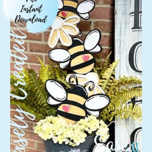 Stacked Bee Porch Sign SVG File Daisy Bee Sign- Honey Bee Porch Sign SVG - Bee Kind SVG Fall