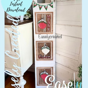 Large 42&quot;  Interchangeable Ladder Merry Christmas  Seasonal  Sign SVG ornament  Holiday  cutout Glowforge SVG  Porch Sign