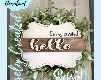 Scalloped Interchangeable Seasonal Hello Door Hanger Sign SVG  Holiday Porch Laser Ready  Glowforge SVG