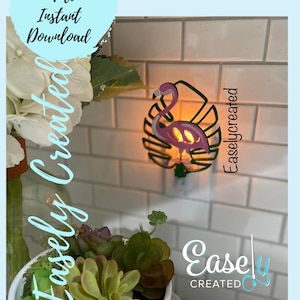 Flamingo Night Light Attachment SVG  Holiday  Glowforge SVG  Nite Lite Interchangeable Seasonal Sign