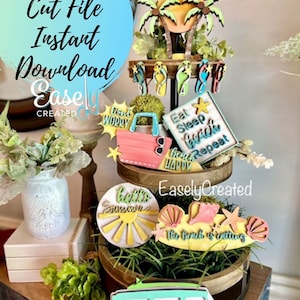 Beach Tiered Tray Digital Download File - Summer Tiered Tray - DIY Tiered Tray - Tiered Tray Glowforge File