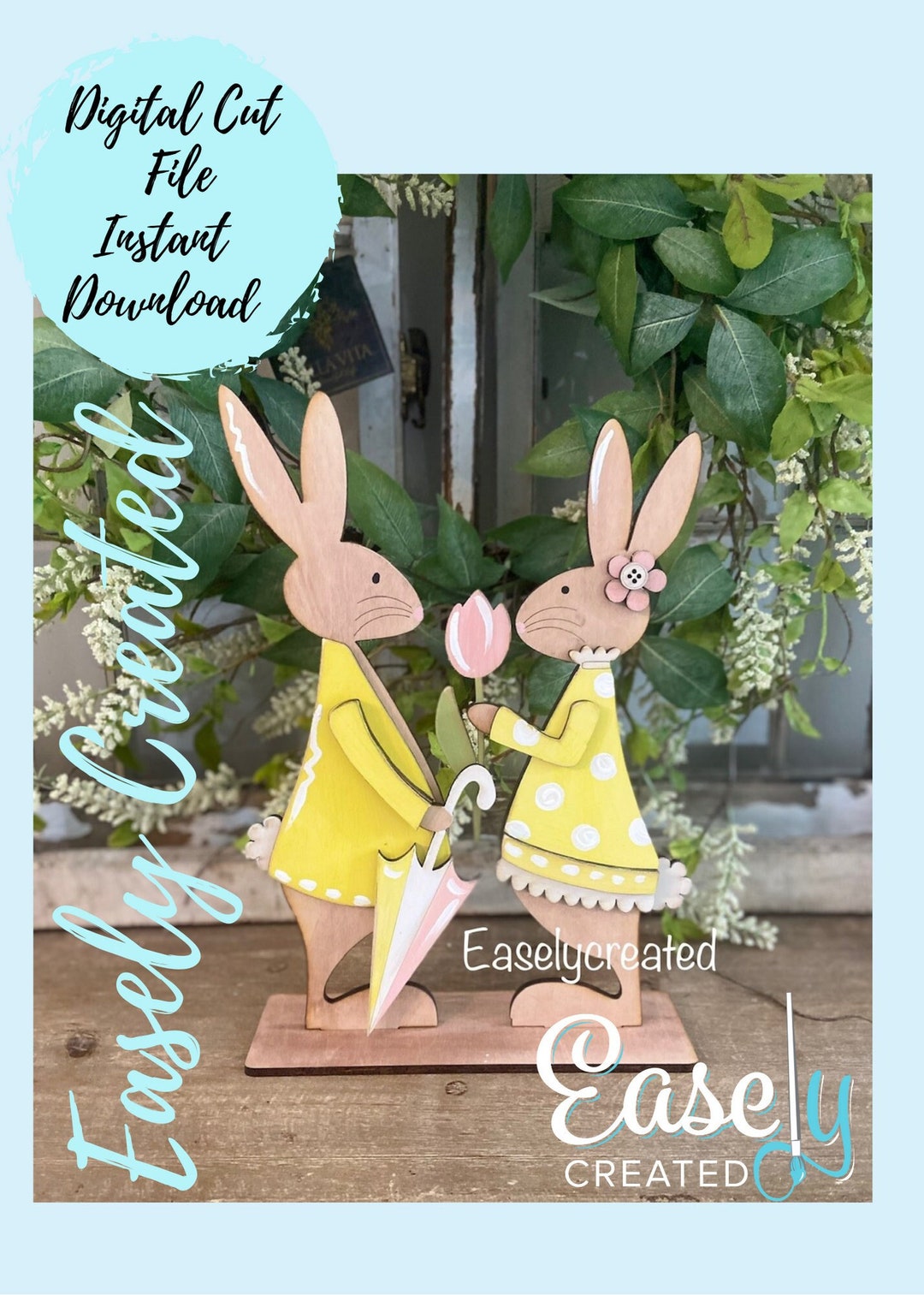 Shelf Sitters Spring Easter Bunny Sign Glowforge Laser Ready SVG ...
