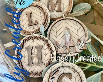 Snowflake Ornament Digital File - Farmhouse Winter Ornaments -  Farmhouse Christmas SVG Christmas Name Ornament  Glowforge Laser Ready SVG