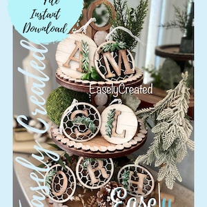 Christmas Chicken Wire Vintage Letter  Ornament Digital File - Farmhouse Winter Ornaments -  Alphabet Glowforge Laser Ready SVG