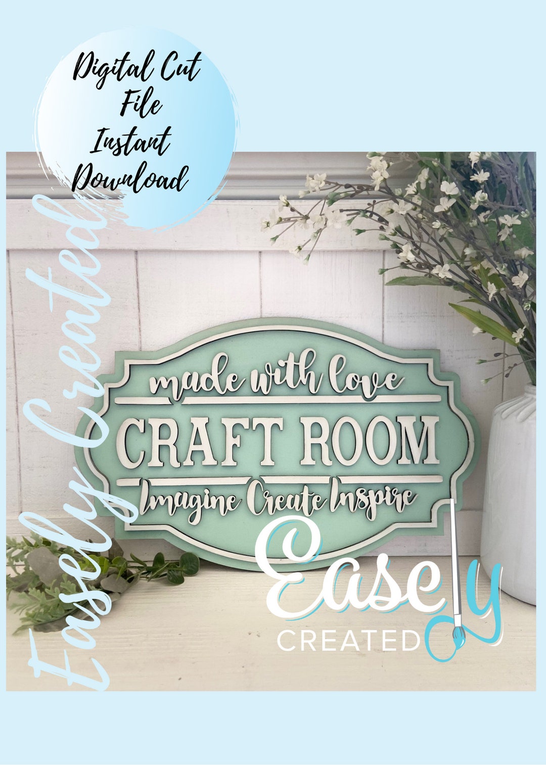 Craft Room Door Sign Design Create Inspire Imagine Sign Digital File ...
