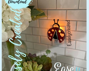 Lady Bug NightLight Attachment SVG  Holiday  Glowforge SVG  Nite Lite Interchangeable Seasonal Sign