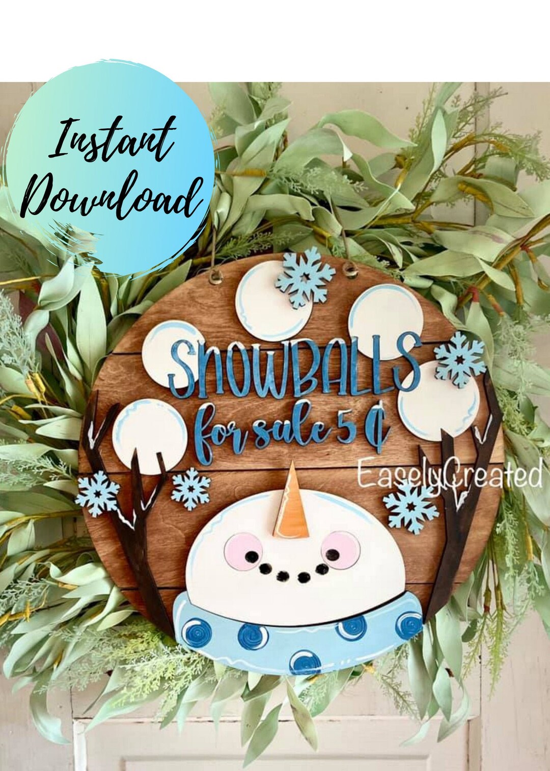 Snowman Door Hanger Sign SVG File - 15" Shiplap Let It Snow Sign ...