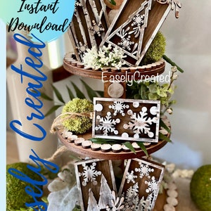 Cartão presente Ornamento Floco de neve Arquivo digital - Ornamentos de inverno de fazenda - Natal de fazenda SVG Glowforge Laser Ready SVG
