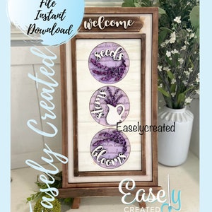 Three Circle Interchangeable  Lavender Sign SVG Seasonal Interchangeable Display Easel cutout Glowforge SVG  Home Sign