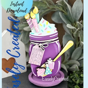 Alles Gute zum Geburtstag Einmachglas digitale Datei - Mama Geschenk Kartenhalter - Einmachglas Ornament SVG Zeichen - Tiered Tablett Glowforge Laser bereit SVG