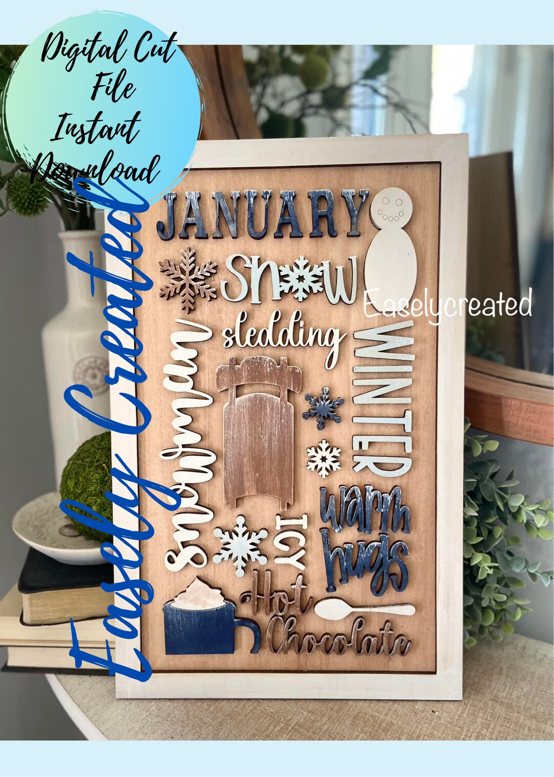 January Digital File - Winter Snowman Sign - Winter Sign - Hot Cocoa ...