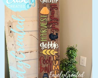 4ft Porch Leaner Thankful Fall Gather Word Collage Sign Digital Cut File Seasonal Sign Instant Download SVG  Glowforge Ready File