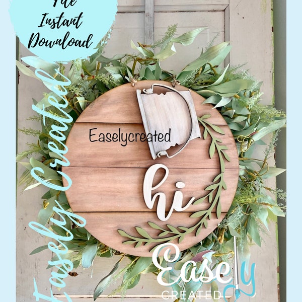 Intercambiable 15" redondo estacional cubo puerta colgador signo SVG Holiday Porch láser listo Glowforge SVG signo sólo inserciones se venden por separado