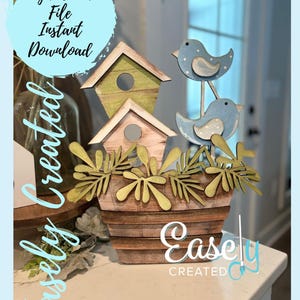 "Korb-Pflanzer ""Faux Greenery"" austauschbarer Regalsitter saisonaler Einsatz ""Vogelhaus"" Sofortiger Download SVG Glowforge Laser bereit Datei."