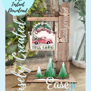 Mini  Post Sign Interchangeable insert &quot;Christmas Tree Farm Shelf Sitter  SVG  Holiday  Seasonal Glowforge SVG  Christmas Sign