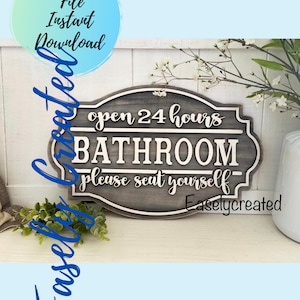 Badbadkamerbord Teken zitje digitaal bestand - deurhanger toiletbord - SVG-bord - Valentijnsbord Glowforge