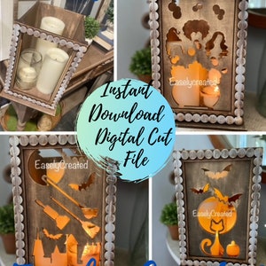 Halloween Seasonal Interchangeable Sign SVG File  -Fall Lantern Decoration- Spooky  Interchangeable  Sign SVG Laser Porch Lantern Witch Sign