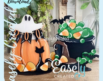 Shelf Sitter  Boo Ghost and Witches Candy Corn Cauldron Set SVG File  Halloween Fall Sign Bat Pumpkin Ghost Sign SVG -  Sign Glowforge SVG