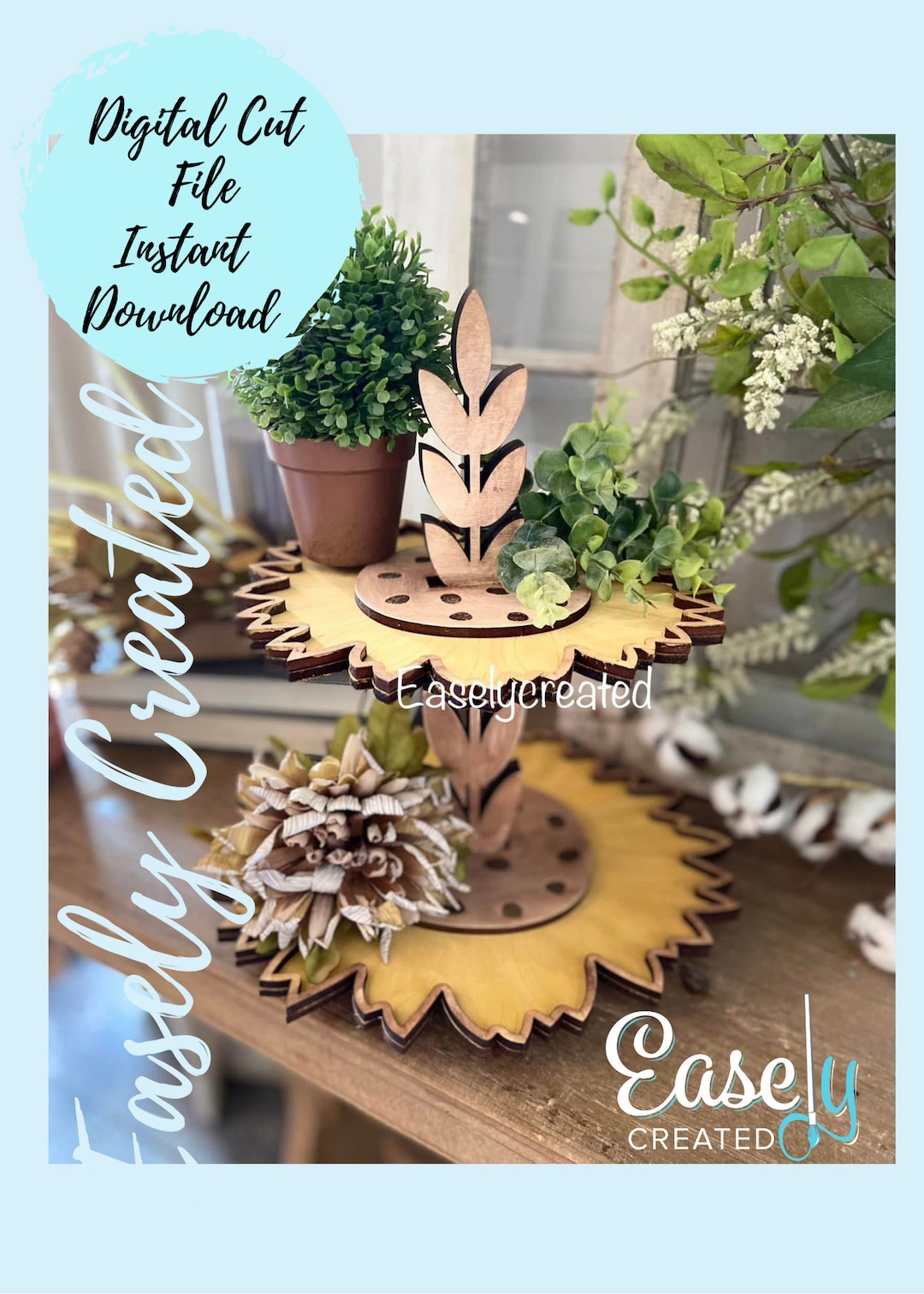 Sunflower Tiered Tray Display Stand Two Tier Tray Fall Autumn SVG File ...